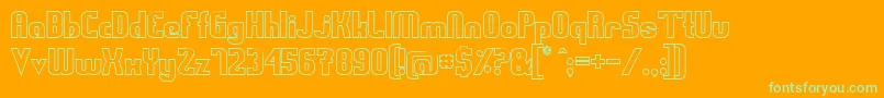 SwedenFunkisStraightoutlined-Schriftart – Grüne Schriften auf orangefarbenem Hintergrund