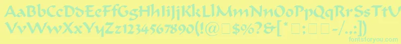 Ondine-fontti – vihreät fontit keltaisella taustalla