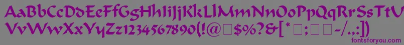 フォントOndine – 紫色のフォント、灰色の背景
