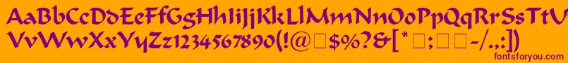 フォントOndine – オレンジの背景に紫のフォント