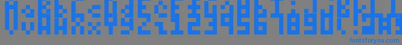 Itty-Schriftart – Blaue Schriften auf grauem Hintergrund
