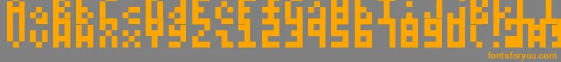 Itty-Schriftart – Orangefarbene Schriften auf grauem Hintergrund