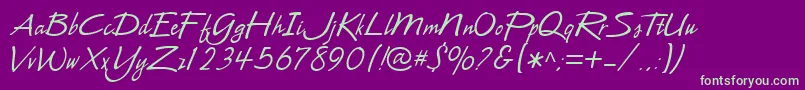 CacLeslie Font – Green Fonts on Purple Background