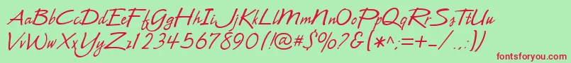 CacLeslie Font – Red Fonts on Green Background