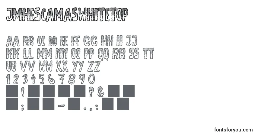 Schriftart JmhEscamasWhiteTop – Alphabet, Zahlen, spezielle Symbole