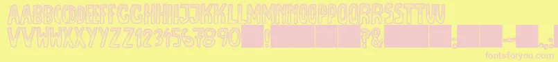 JmhEscamasWhiteTop Font – Pink Fonts on Yellow Background