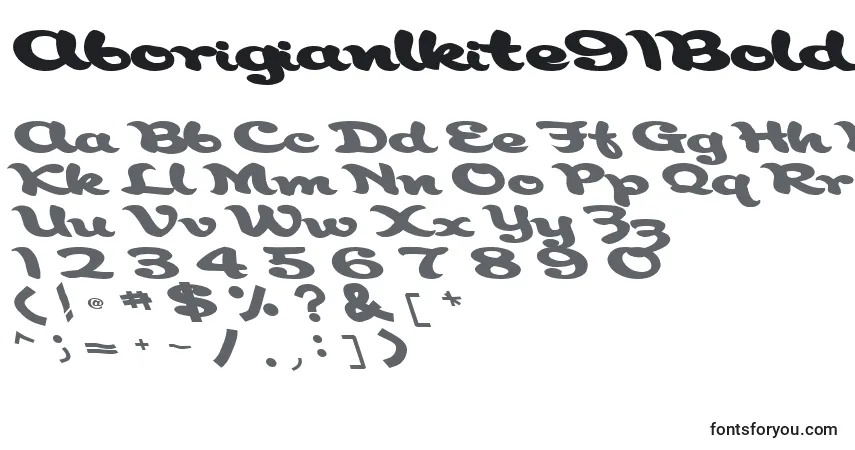 Шрифт Aborigianlkite91Bold – алфавит, цифры, специальные символы