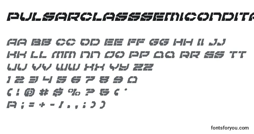 Schriftart Pulsarclasssemicondital – Alphabet, Zahlen, spezielle Symbole