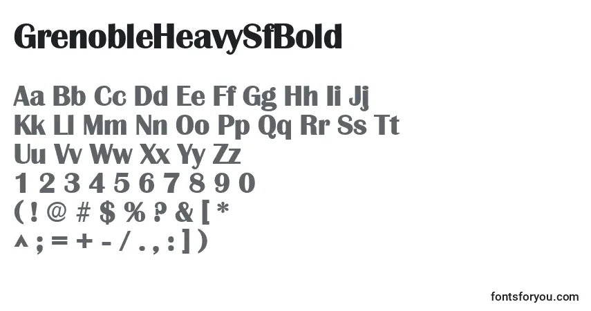Czcionka GrenobleHeavySfBold – alfabet, cyfry, specjalne znaki