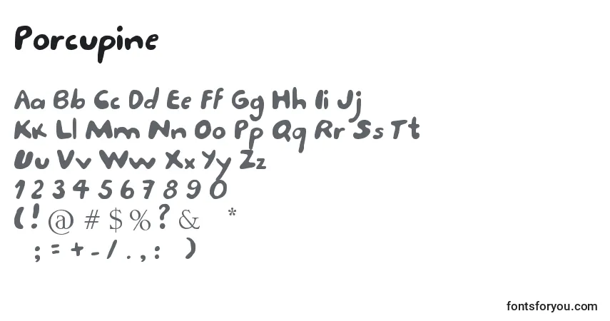 Porcupine-fontti – aakkoset, numerot, erikoismerkit