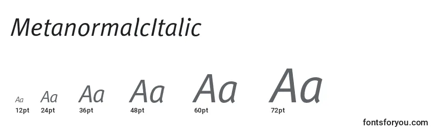 Размеры шрифта MetanormalcItalic