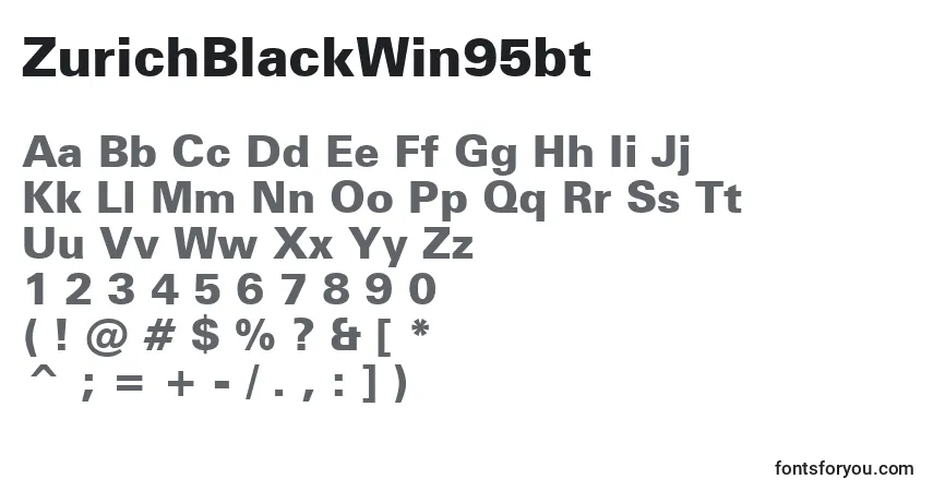 Czcionka ZurichBlackWin95bt – alfabet, cyfry, specjalne znaki