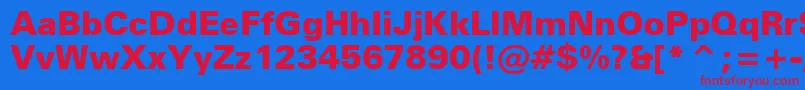 ZurichBlackWin95bt Font – Red Fonts on Blue Background