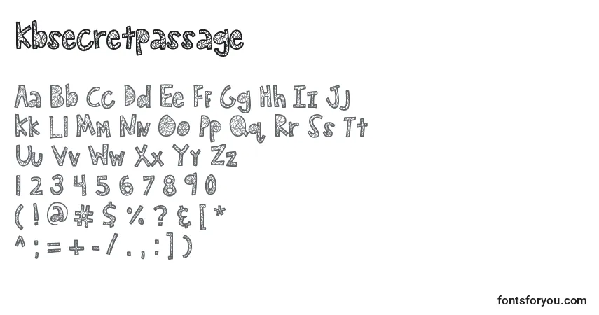 Kbsecretpassage-fontti – aakkoset, numerot, erikoismerkit