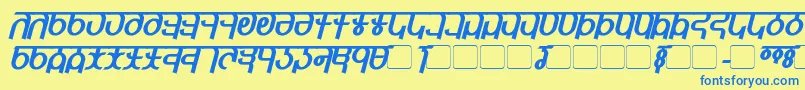 QijomiBoldItalic Font – Blue Fonts on Yellow Background