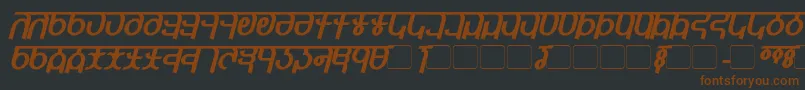 QijomiBoldItalic-fontti – ruskeat fontit mustalla taustalla