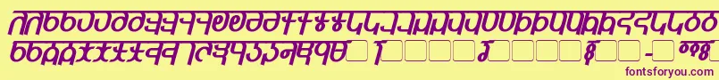 QijomiBoldItalic Font – Purple Fonts on Yellow Background