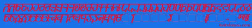 QijomiBoldItalic Font – Red Fonts on Blue Background