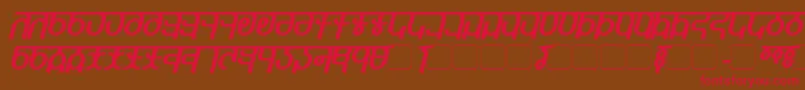QijomiBoldItalic Font – Red Fonts on Brown Background