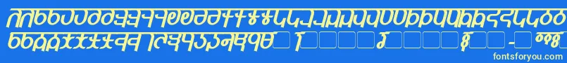 QijomiBoldItalic Font – Yellow Fonts on Blue Background