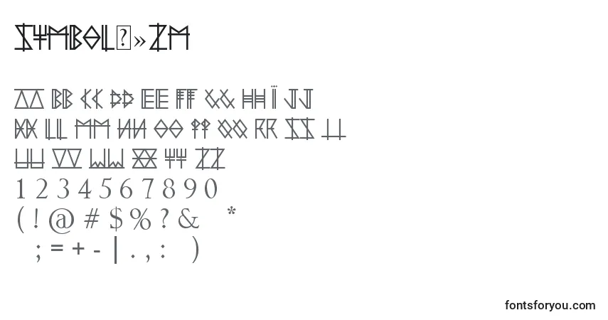 A fonte SymbolР»zm – alfabeto, números, caracteres especiais