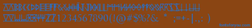 SymbolР»zm-Schriftart – Blaue Schriften auf braunem Hintergrund