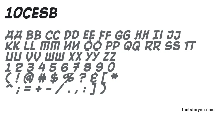 Schriftart 10cesb – Alphabet, Zahlen, spezielle Symbole