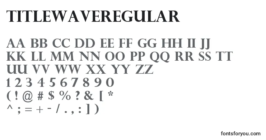 Czcionka TitleWaveRegular – alfabet, cyfry, specjalne znaki