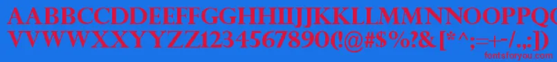 TitleWaveRegular-Schriftart – Rote Schriften auf blauem Hintergrund