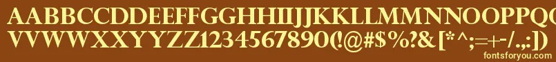 TitleWaveRegular-fontti – keltaiset fontit ruskealla taustalla