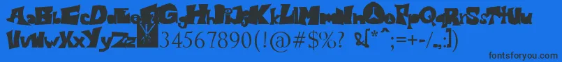 Blondie29-Schriftart – Schwarze Schriften auf blauem Hintergrund