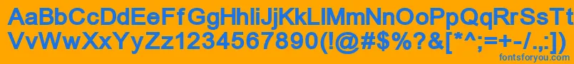 ErUnivers1251Bold-Schriftart – Blaue Schriften auf orangefarbenem Hintergrund