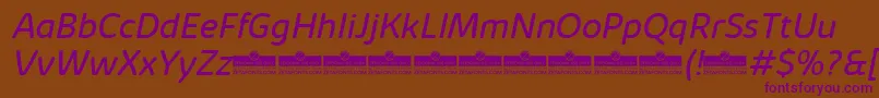 Czcionka KabrioSoftBookItalicTrial – fioletowe czcionki na brązowym tle