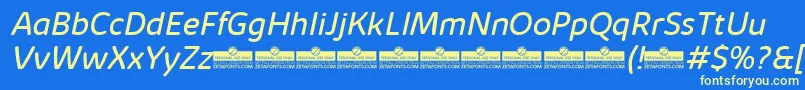 KabrioSoftBookItalicTrial Font – Yellow Fonts on Blue Background