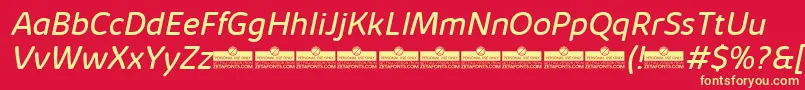 KabrioSoftBookItalicTrial Font – Yellow Fonts on Red Background