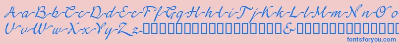 LinotypeagogoSwashone-Schriftart – Blaue Schriften auf rosa Hintergrund