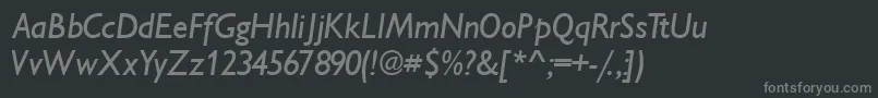 フォントIdiomsskItalic – 黒い背景に灰色の文字