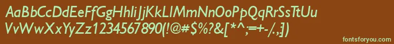 IdiomsskItalic-fontti – vihreät fontit ruskealla taustalla