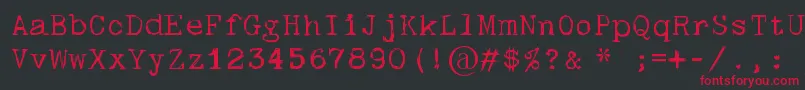 Skulltypewr00-fontti – punaiset fontit mustalla taustalla