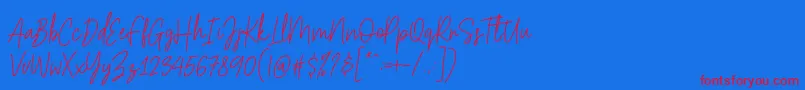 Weitere Informationen zur Hesterica-Schriftart Hesterica-Schriftart – Rote Schriften auf blauem Hintergrund