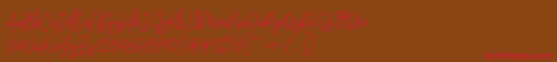 Hesterica-Schriftart – Rote Schriften auf braunem Hintergrund