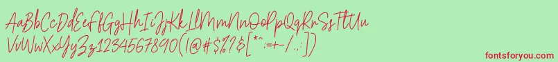 Hesterica Font – Red Fonts on Green Background