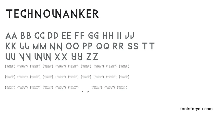 Шрифт Technowanker – алфавит, цифры, специальные символы