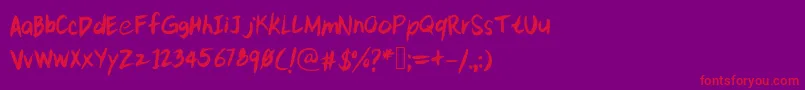 フォントKittypeextra – 紫の背景に赤い文字