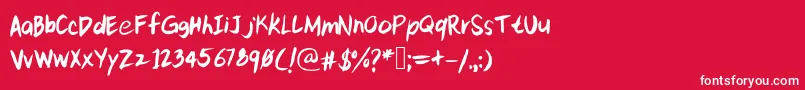 Fonte Kittypeextra – fontes brancas em um fundo vermelho