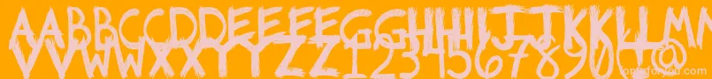 Riotfont1-Schriftart – Rosa Schriften auf orangefarbenem Hintergrund