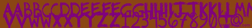Riotfont1-Schriftart – Violette Schriften auf braunem Hintergrund