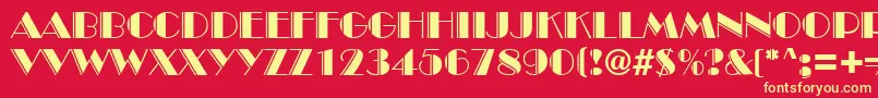 BroadwayengravedRegularDb Font – Yellow Fonts on Red Background