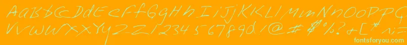 Lehn228-Schriftart – Grüne Schriften auf orangefarbenem Hintergrund