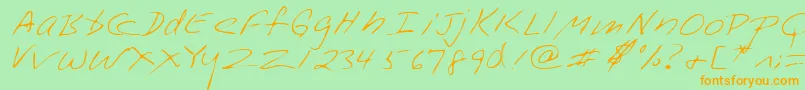 フォントLehn228 – オレンジの文字が緑の背景にあります。